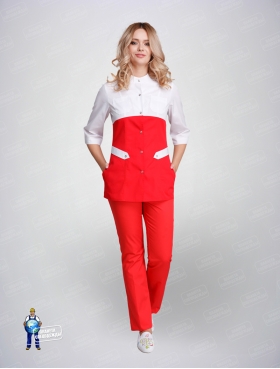 Блуза 2-33 красная+бел